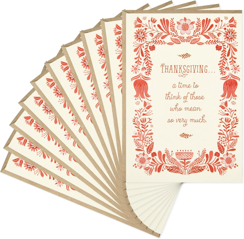 Hallmark Thanksgiving Cards with Envelopes, 10-Pack (Warm Thoughts of You)