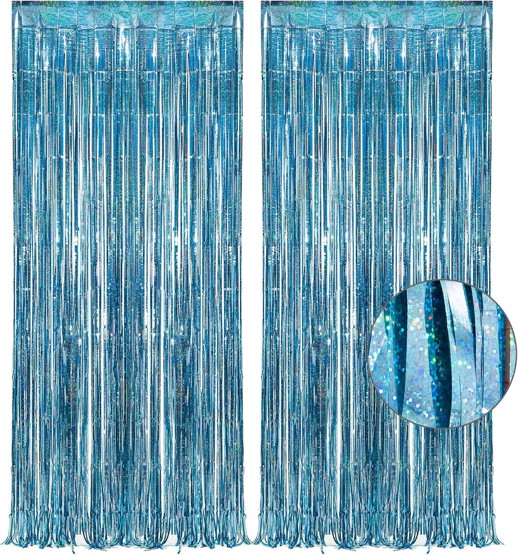 Blue Tinsel Curtain Party Backdrop - Pack of 2