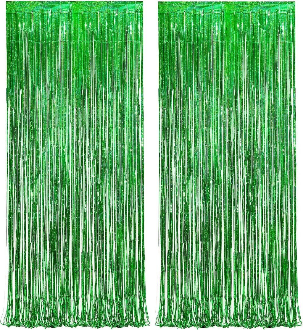 Green Tinsel Curtain Party Backdrop - 2 Packs