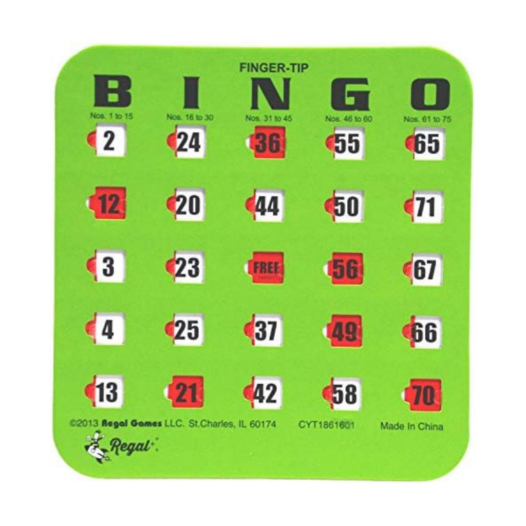 Regal Bingo Bulk Bingo Cards with Sliding Windows - Reusable Large Print Bingo Game Cards for Adults Large Group - 200 Pack, Green