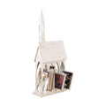 GALLERIE II White Church Chapel Large Christmas Card Holder | Mail Holder 11 x 24 inches | Versatile Festive | Holiday Card Holder | Winter Tabletop | Christmas Card Holders Display Cream