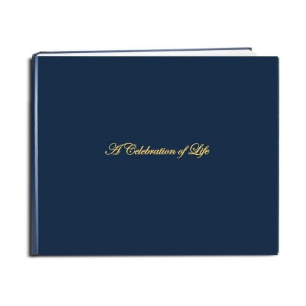 BookFactory Funeral Guest Book, 8 7/8" x 7" Blue Hardbound, 48 Pages