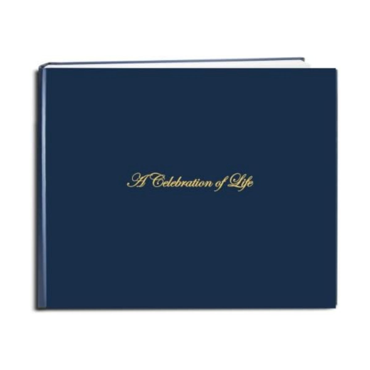 BookFactory Funeral Guest Book, 8 7/8" x 7" Blue Hardbound, 48 Pages