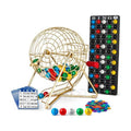 MR CHIPS 11" Tall Bingo Set with Steel Cage Professional Game Everlasting 7/8” Balls, 18 Cards and 300 Chips - Luxury Gold Color