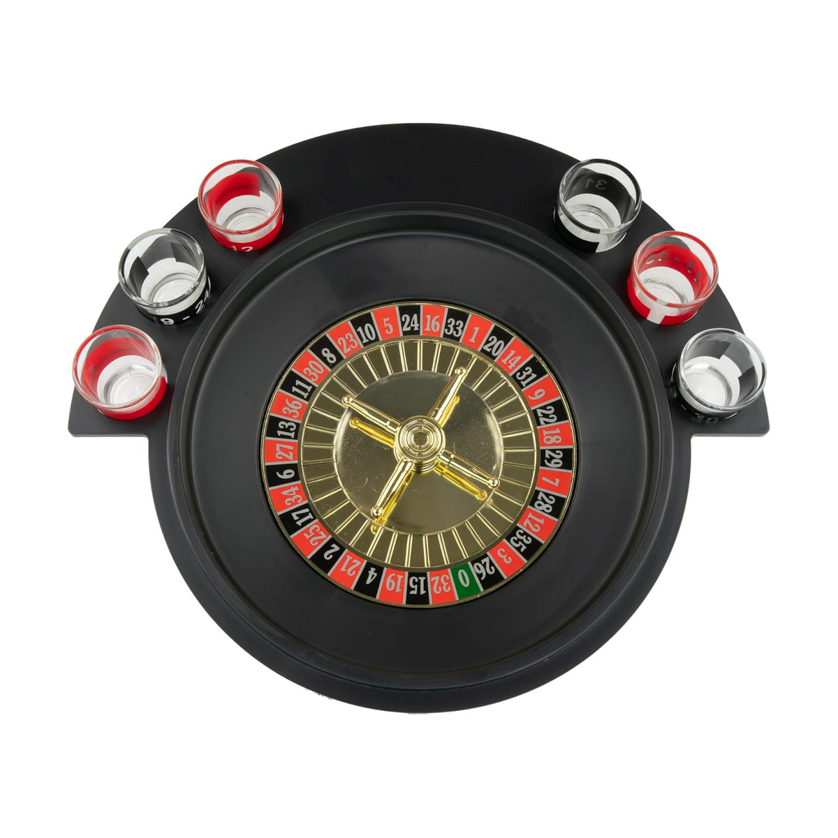 Spin to Win: Fairly Odd Novelties Shot Glass Roulette Set, 6 Glasses, 2 Balls, Party Favorite, Perfect for Groups, 11.25" Diameter