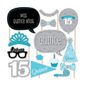 Quinceanera Teal - Sweet 15 Photo Booth Prop Kit, DIY Props - 20pc