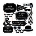 Wedding Anniversary Photo Booth Prop Kit, DIY Cardstock Props - 20pc