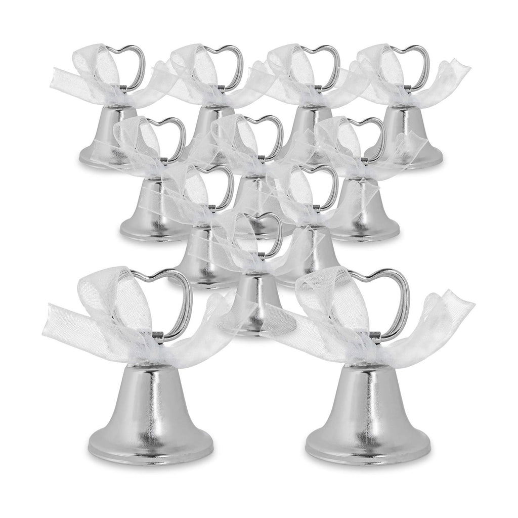 Super Z Outlet Silver Bell Place Card Holders for Table Numbers, Restaurant Menu, Weddings, Party Decoration (12 Pack)