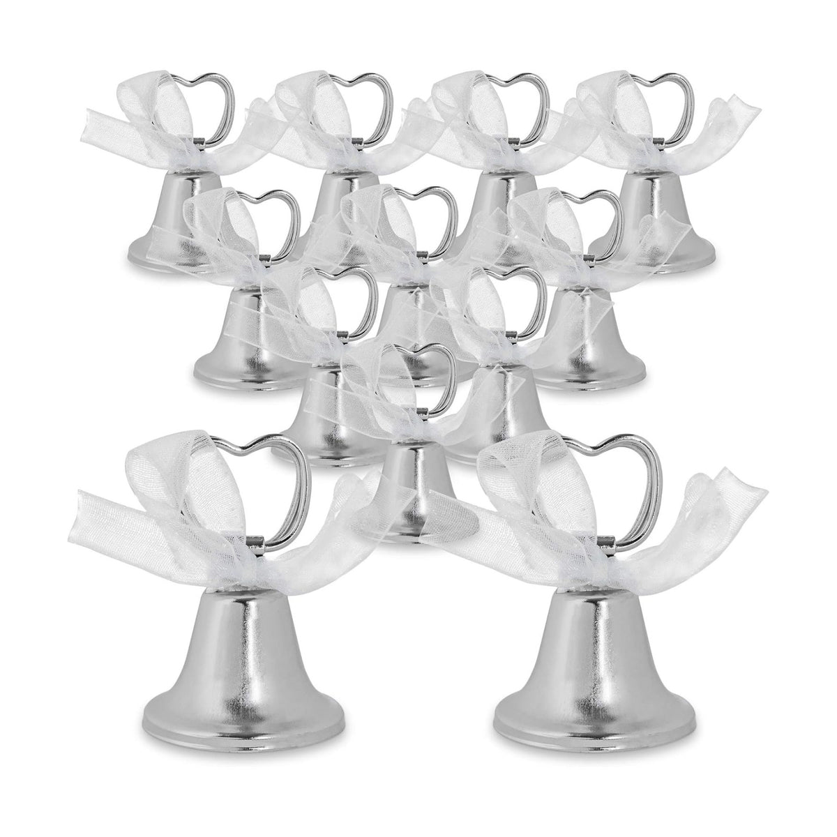 Super Z Outlet Silver Bell Place Card Holders for Table Numbers, Restaurant Menu, Weddings, Party Decoration (12 Pack)