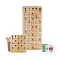 MR CHIPS Jam-Proof Bingo Cards with Sliding Windows, 25 Reusable Shutter Cards, 75 Calling Cards 1 Master Board in Tan Woodgrain Style