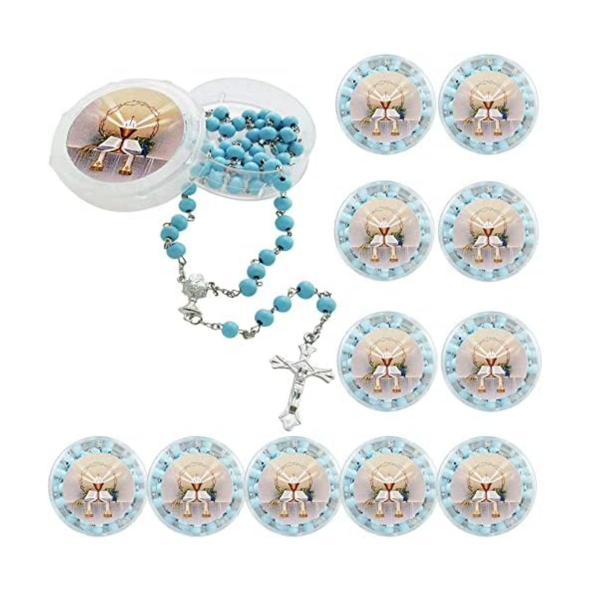 WE 12-Pack First Holy Communion Scented Rosary Favors with Box and Bag