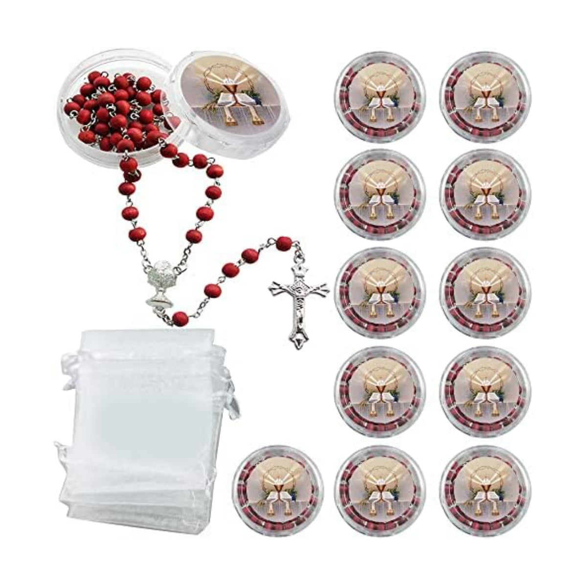 WE 12-Pack First Holy Communion Scented Rosary Favors with Box and Bag