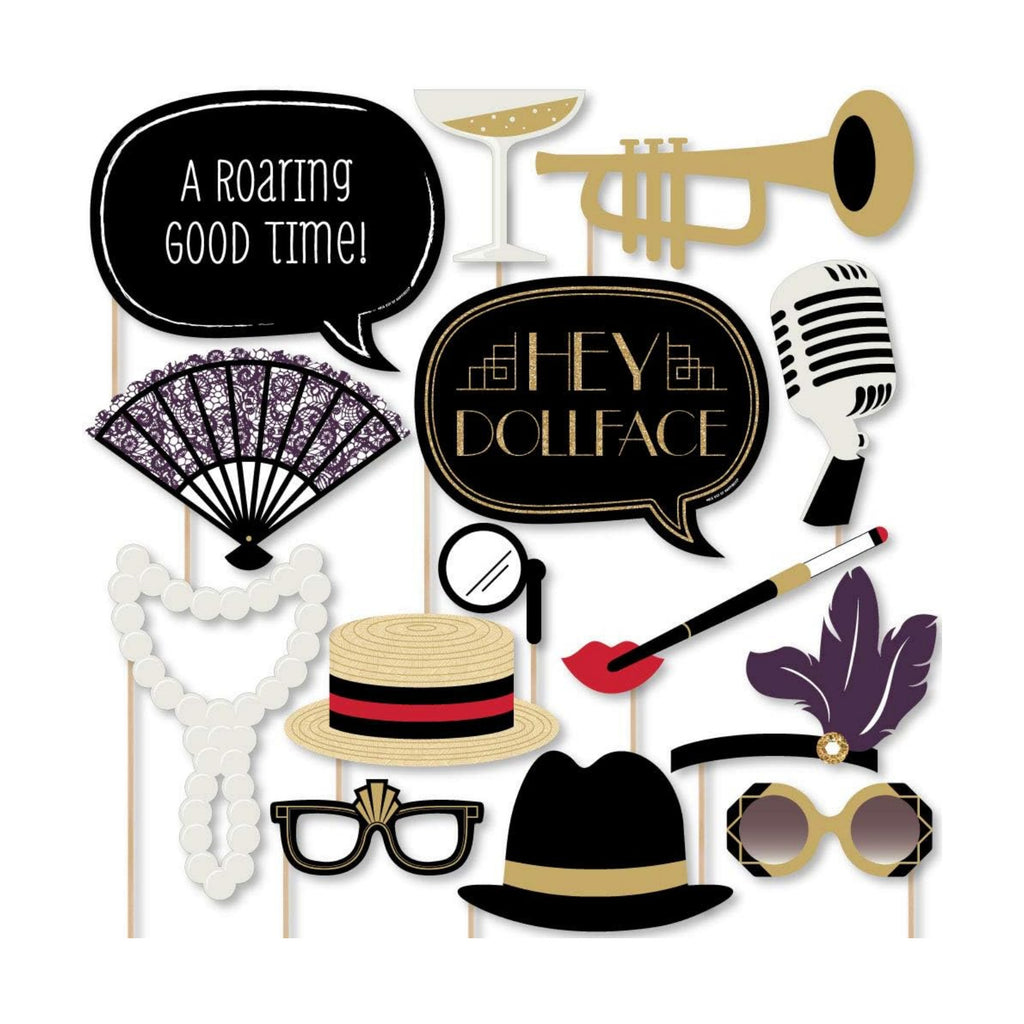 Roaring 20's - Art Deco Jazz 1920s Photo Booth Prop Kit, DIY Props - 20pc