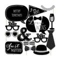 Mr. and Mr. - Silver - Gay Wedding Photo Booth Prop Kit, DIY Props - 20pc
