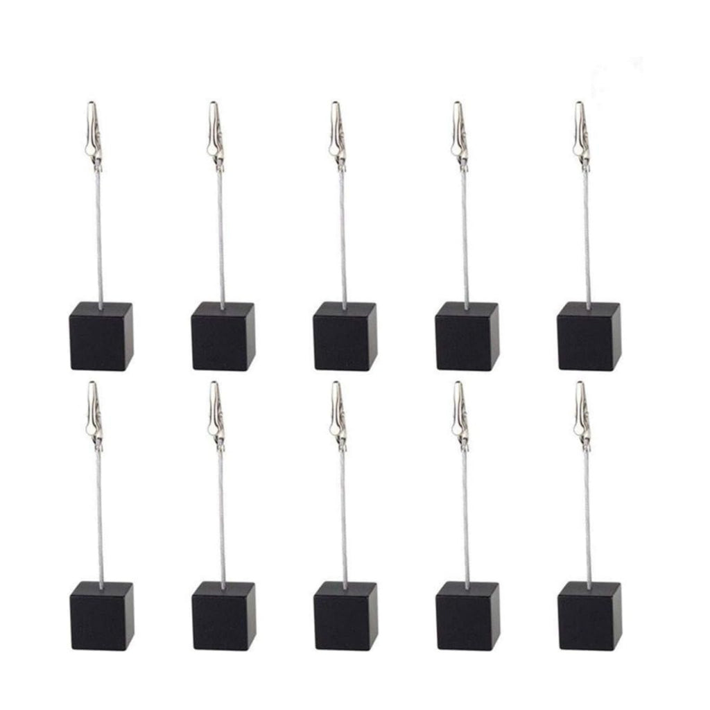 10pcs Table Number Holder Name Place Card Holder Memo Clip Holder Stand Note Holder Pictures Card Paper Menu Clip (Black)