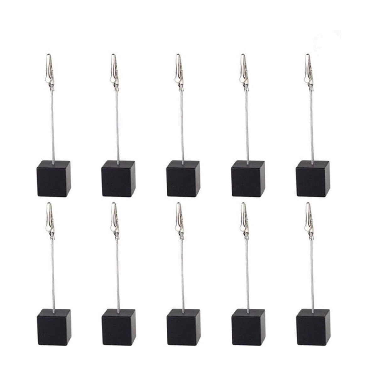 10pcs Table Number Holder Name Place Card Holder Memo Clip Holder Stand Note Holder Pictures Card Paper Menu Clip (Black)