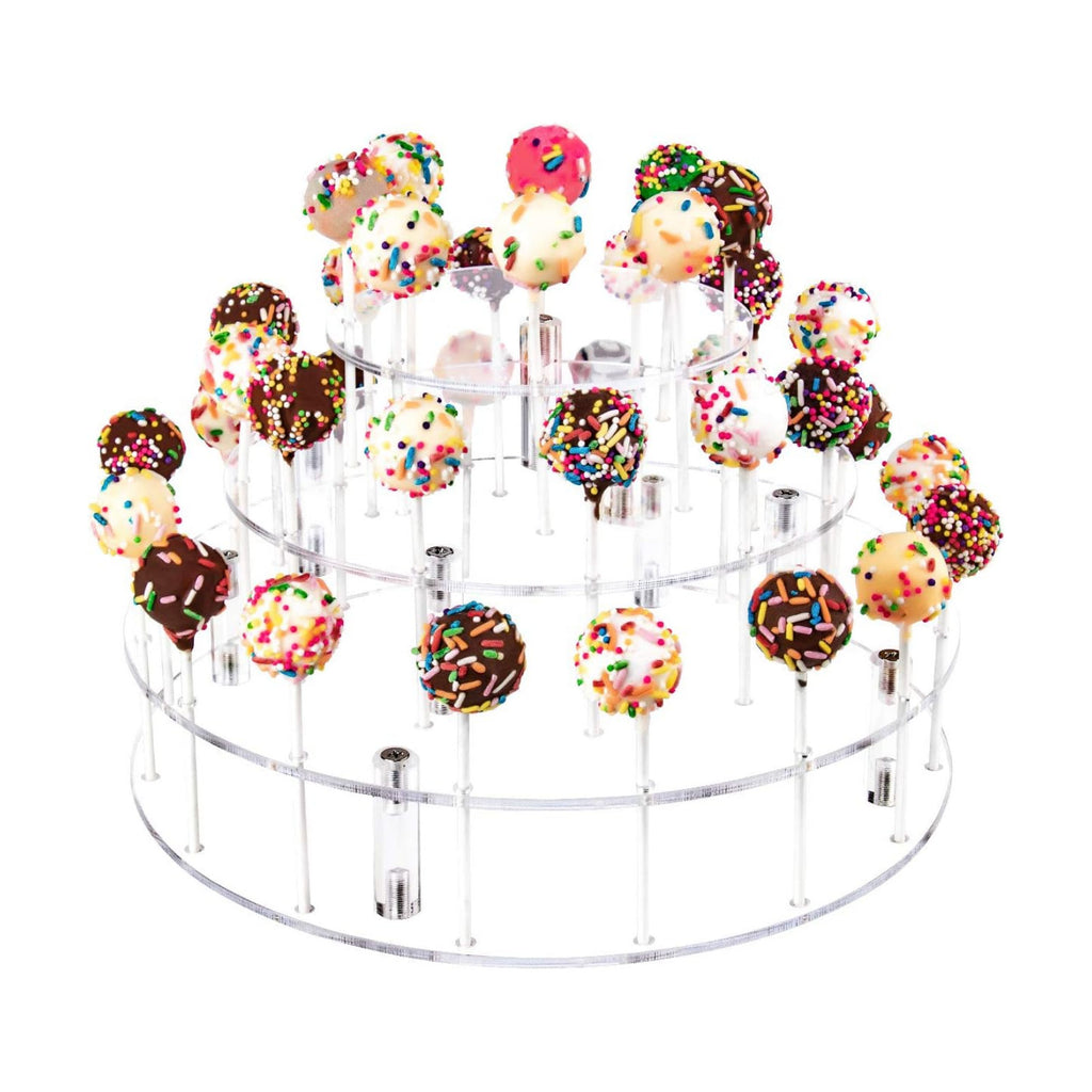 YestBuy Cake Pop Display Stand, 36 Hole Cake Pop Holder, Lollipop Holder for Weddings, Birthday Parties, Anniversaries Gift, Halloween, Christmas Candy Decorative (Clear)