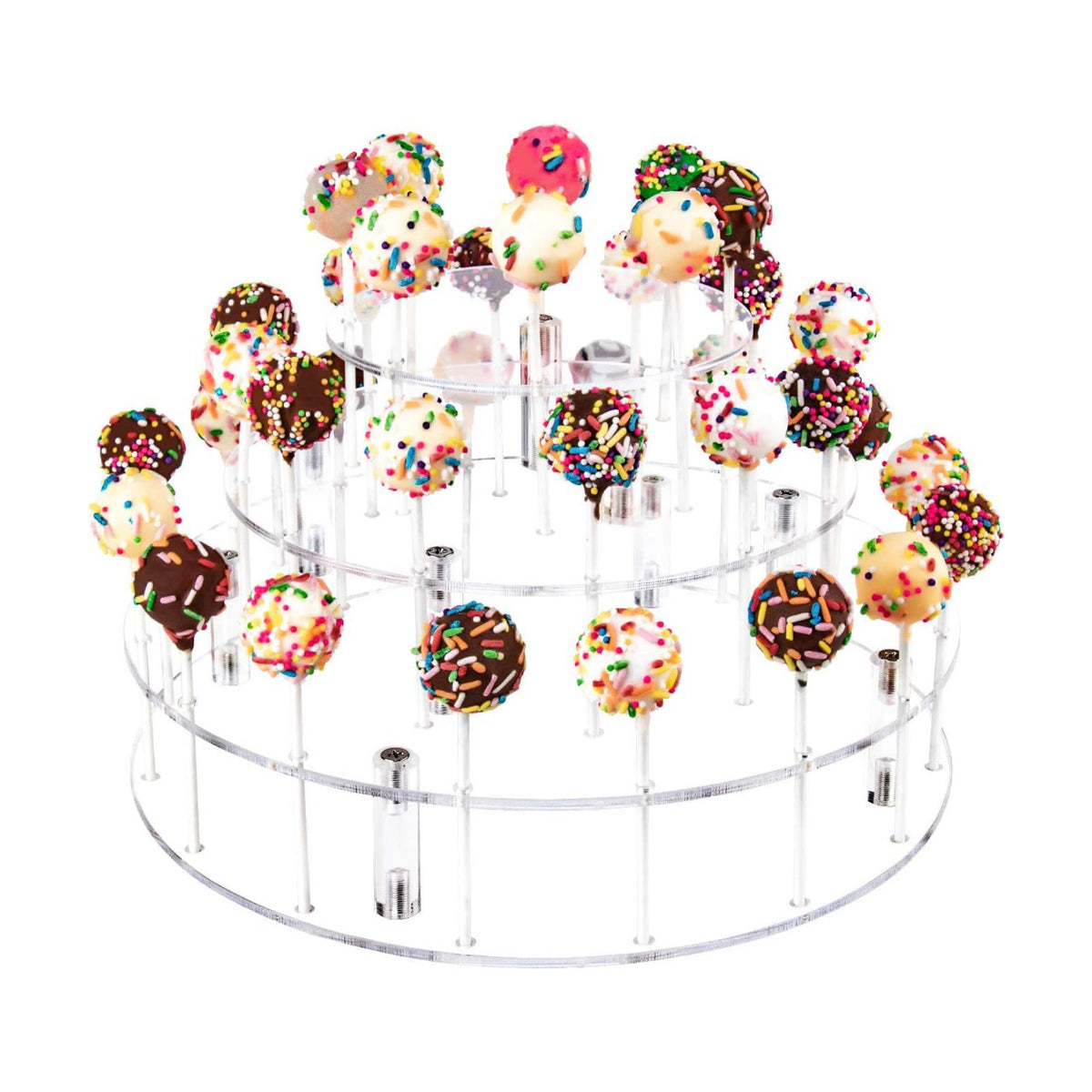 YestBuy Cake Pop Display Stand, 36 Hole Cake Pop Holder, Lollipop Holder for Weddings, Birthday Parties, Anniversaries Gift, Halloween, Christmas Candy Decorative (Clear)