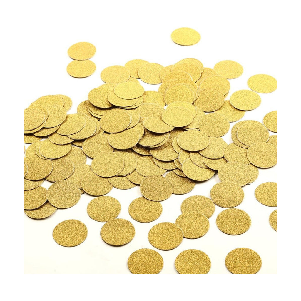 MOWO Glitter Confetti Circles, Glitter Gold, 1.2'', 200pc