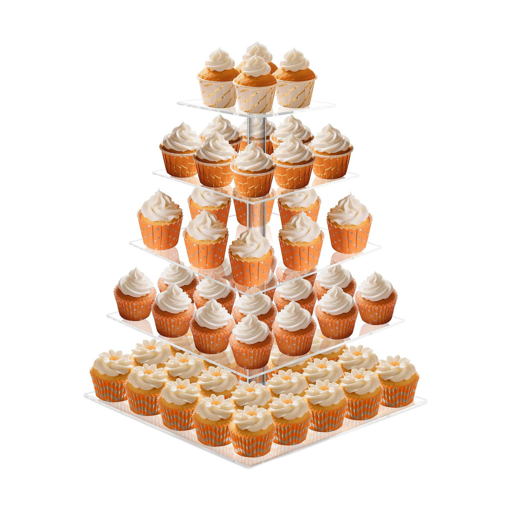 YestBuy 5 Tier Square Acrylic Cupcake Tree Tower Display Stand Display for Pastry Wedding Birthday Party