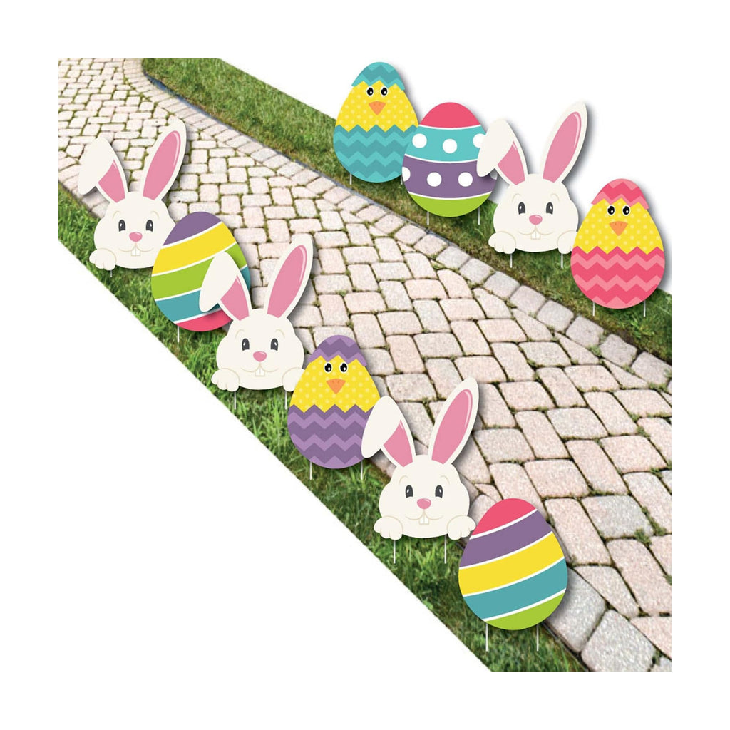 Big Dot of Happiness Hippity Hoppity - Easter Bunny & Egg Yard Decorations - Outdoor Easter Lawn Decorations - 10 Piece