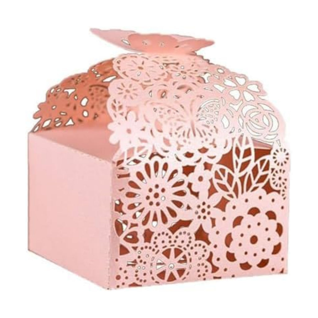 Laser Cut Butterfly Favor Boxes, Pink, 50pcs