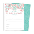 Beach Bridal Shower Invitations Set of 25 Cards and Envelopes, Fill-In Style with Corals, Shells and Starfish. Printed on Heavy 140lb Card Stock.
