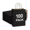 BagDream Recyclable Kraft Paper Gift Bag, 8x4.25x10.5 Inches, 100Pcs, Black, with Handles, Bulk, FSC Compliant, Multipurpose
