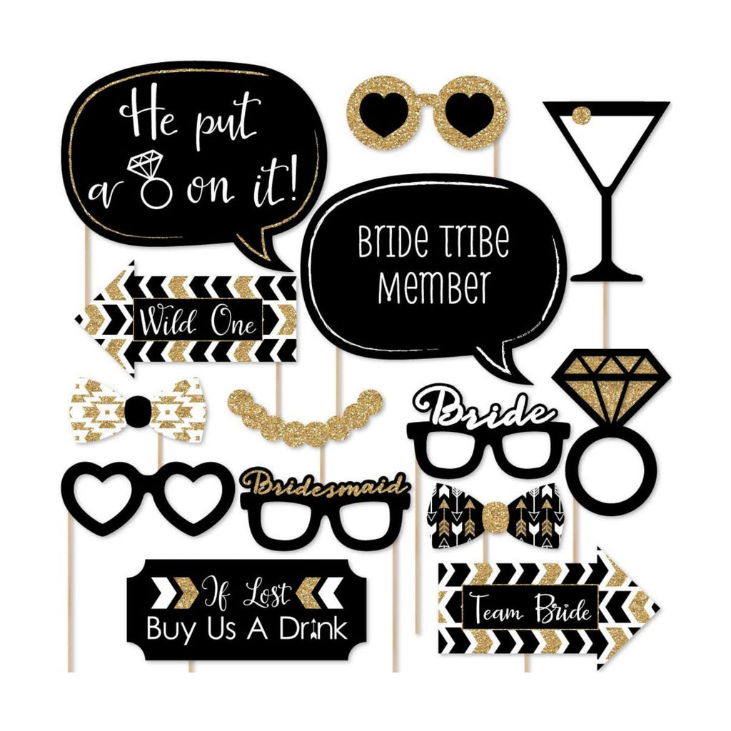Bride Tribe Bridal Shower Photo Booth Prop Kit, DIY Cardstock Props - 20pc