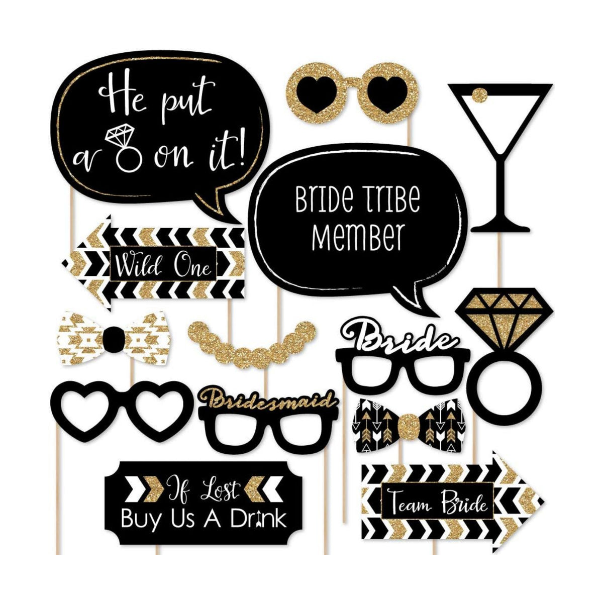 Bride Tribe Bridal Shower Photo Booth Prop Kit, DIY Cardstock Props - 20pc