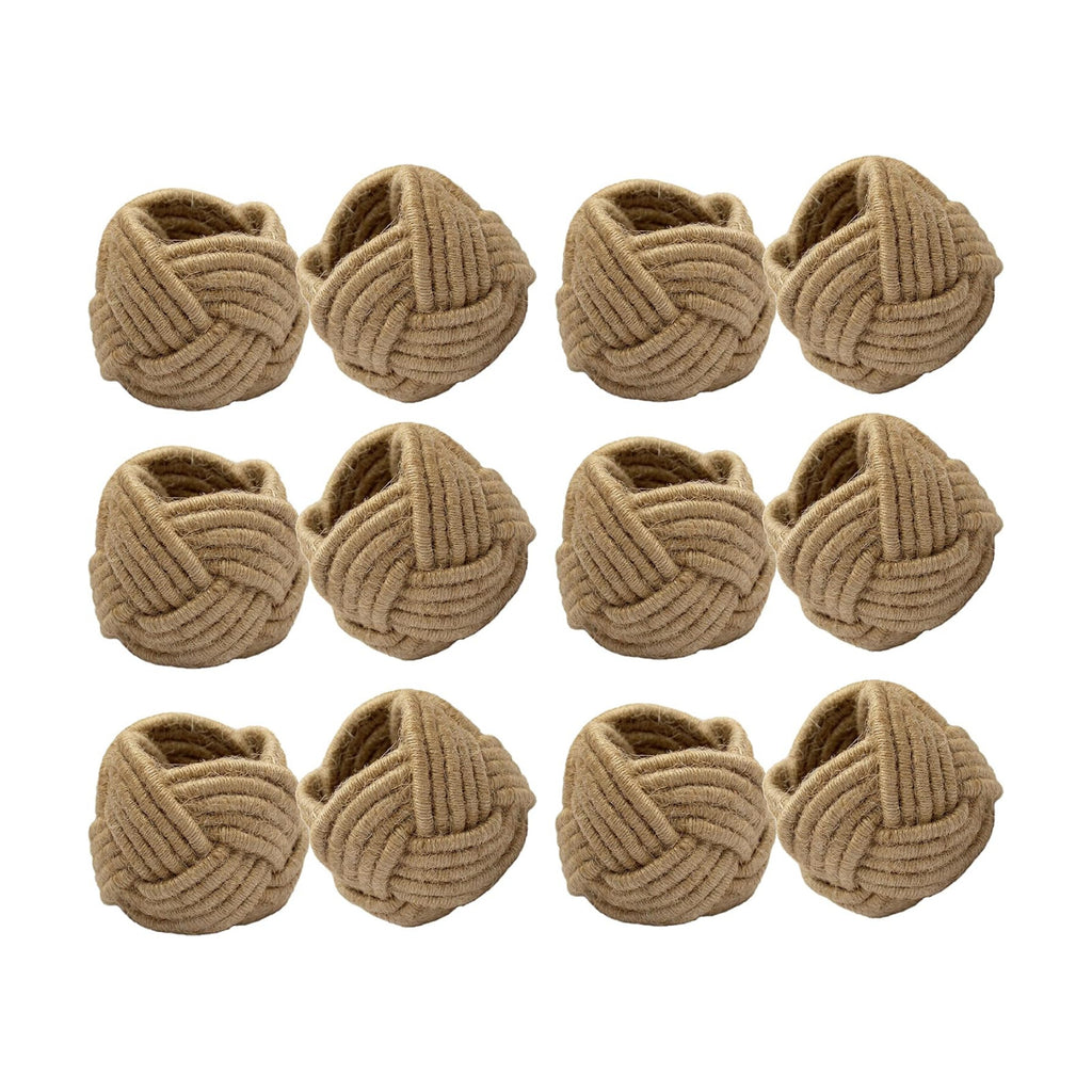 COTTON CRAFT Jute Napkin Ring - 12 Pack Handmade Nautical Knot Napkin Rings