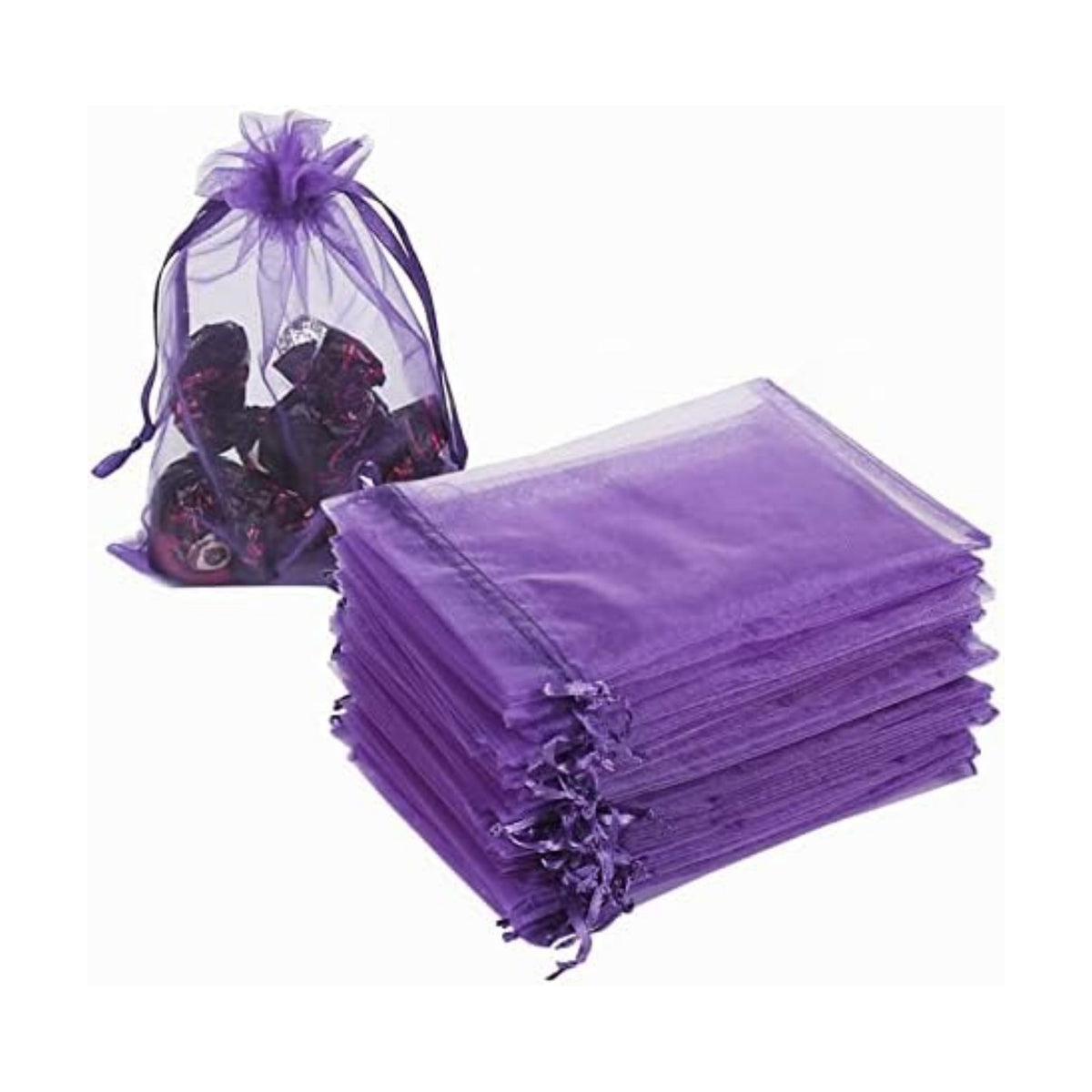 HRX Package 100pcs Organza Bags, 4 x 6 inches Christmas Wedding Favors Gift Drawstring Bags Jewelry Pouches Candy Pouches(Purple)
