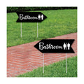 Big Dot of Happiness Black Wedding Bathroom Signs - Wedding Sign Arrow - Double Sided Directional Yard Signs - Set of 2 Bathroom Signs