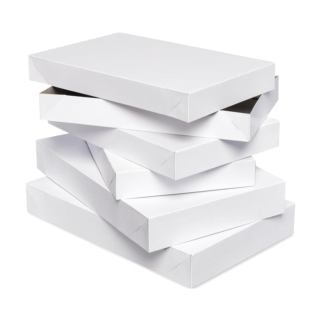 American Greetings White Gift Boxes with Lids for Presents, Assorted Sizes (3 Medium Shirt Boxes, 2 Large Robe Boxes) for Christmas, Birthdays, Baby Showers, Weddings, Graduation, or Any Occasion