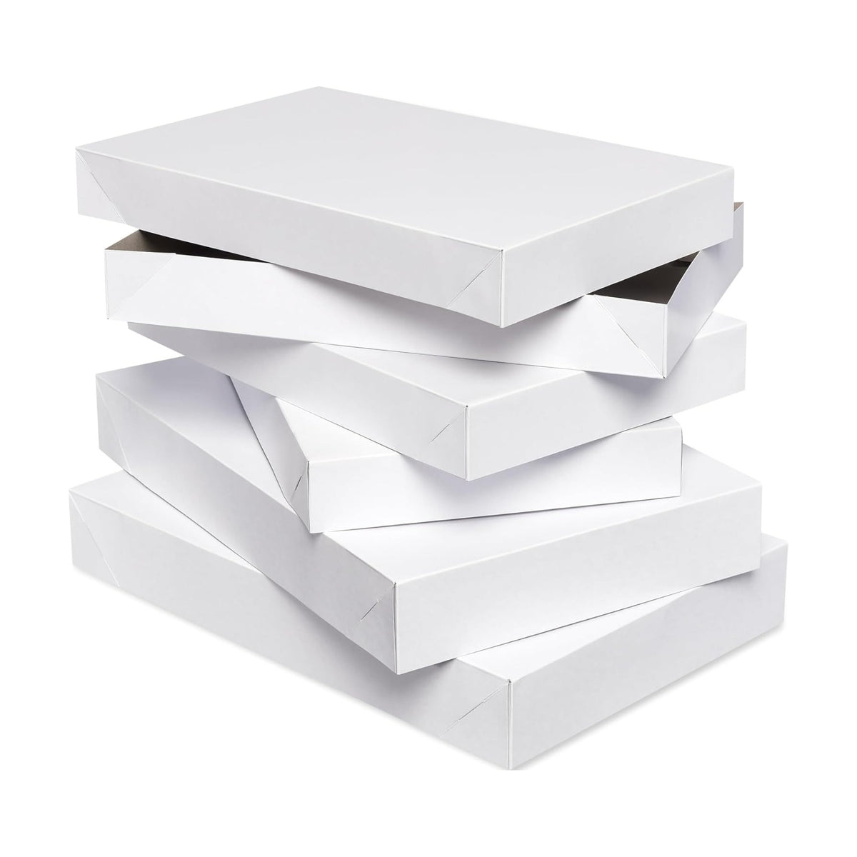 American Greetings White Gift Boxes with Lids for Presents, Assorted Sizes (3 Medium Shirt Boxes, 2 Large Robe Boxes) for Christmas, Birthdays, Baby Showers, Weddings, Graduation, or Any Occasion