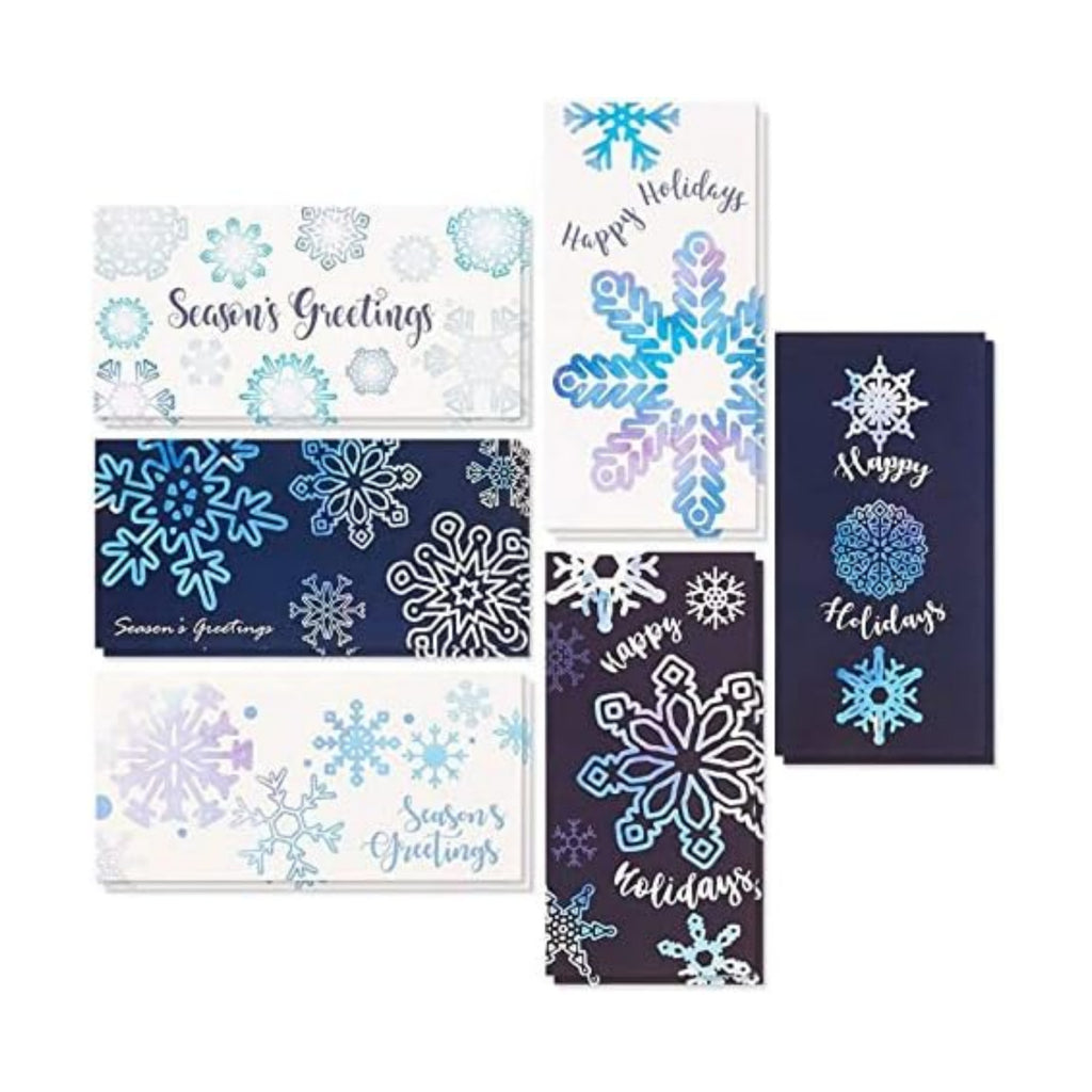 BEST PAPER GREETINGS Money Envelopes for Cash Gifts - 36 Pack, 3.6 x 7.25 Inch, Snowflake Winter Designs - Money Card Holder