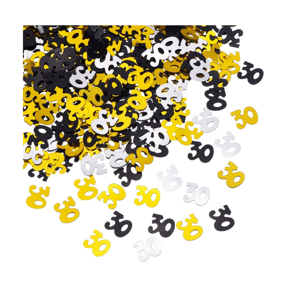 Shappy 1700pcs Number 30 Glitter Confetti for Birthday Gold Black Silver