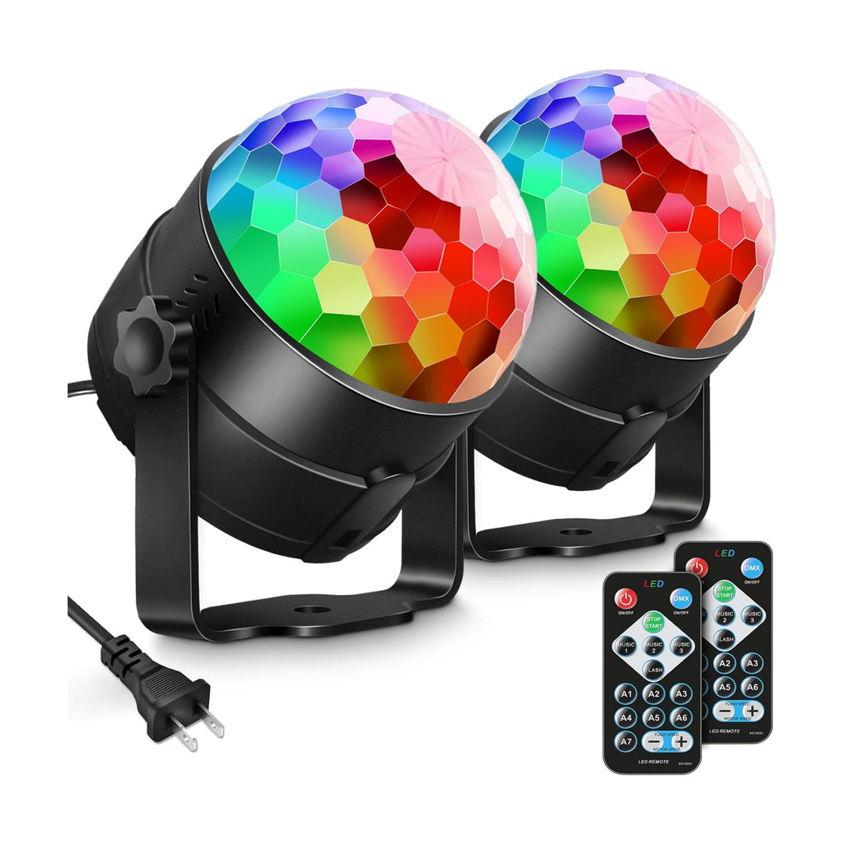 Luditek 2-Pack Sound Activated Party Lights with Remote, Disco Ball Strobe
