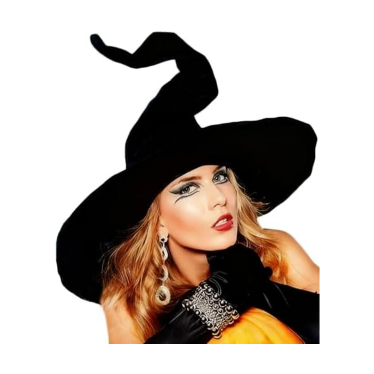 Women's Witch Hat for Halloween Costume Party, Large Black Wicked Witch Hats for Christmas Masquerade Carnivals Accessory