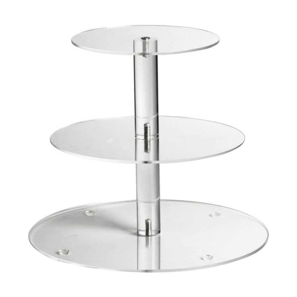 Acrylic Cupcake Stand, Clear Dessert Display Hoder Stand With Base for Wedding, Party, Baby Shower, Get-together, 3 Tier Round, Transparent