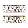 Beistle Happy 4th of July Sign Banners, 21” x 5’, 2 Pack – Summer Patriotic Holiday Welcoming Party Supplies with Stars, Independence Day Decorations for Indoors & Outdoors