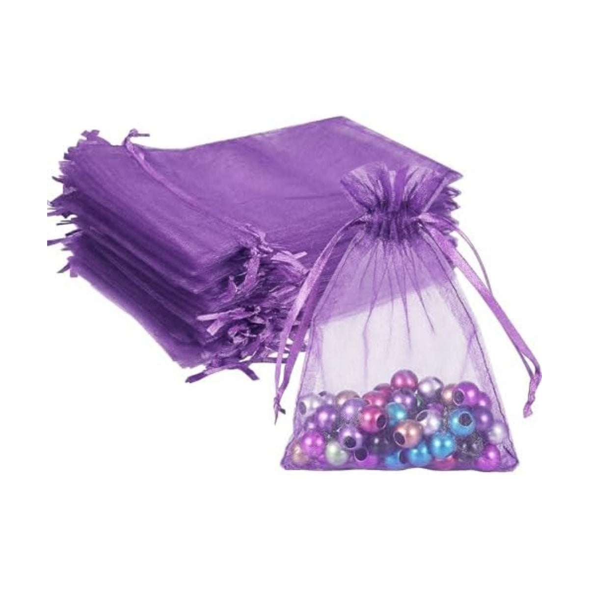Wudygirl 100 PCS 5"x7" Organza Bags Purple Gift Bags with Drawstring
