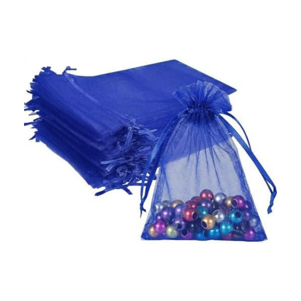 Wudygirl 100 PCS 5"x7" Organza Bags Blue Gift Bags with Drawstring