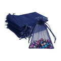 Wudygirl 100 PCS 5"x7" Organza Bags Navy Blue Gift Bags with Drawstring