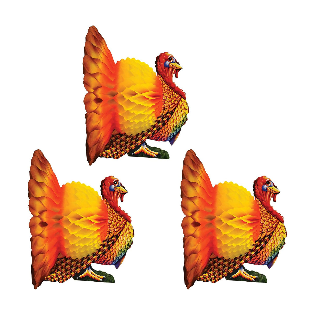 Beistle 12-inch Tissue Turkey Centerpiece; 3/Pack99066