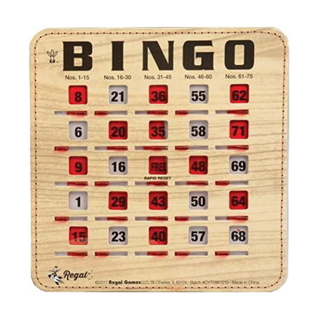 Regal Bingo Bulk Bingo Cards with Sliding Windows - Reusable Bingo Game Cards for Adults Large Group - 50 Pack, Woodgrain