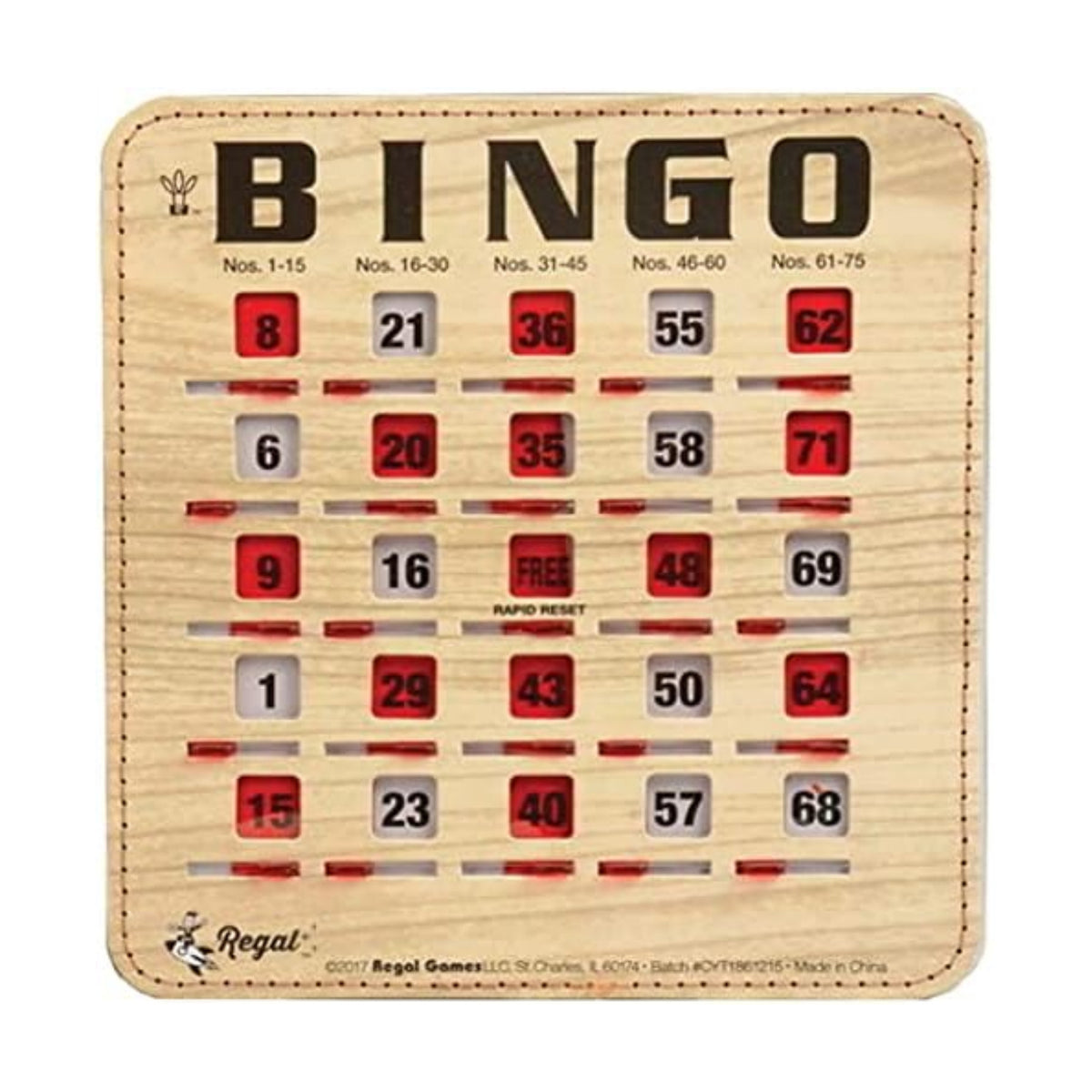 Regal Bingo Bulk Bingo Cards with Sliding Windows - Reusable Bingo Game Cards for Adults Large Group - 50 Pack, Woodgrain
