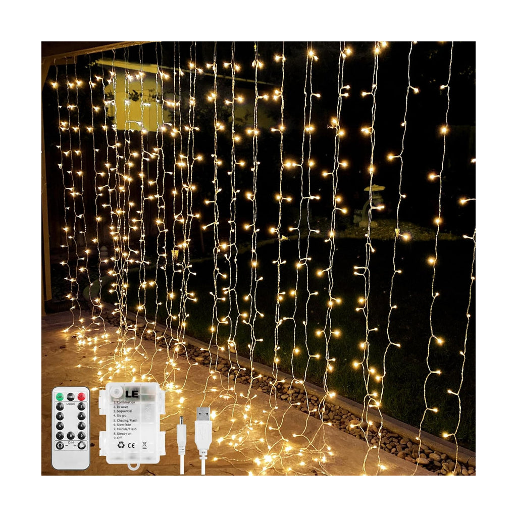 Lighting EVER Fairy Curtain Lights Battery Operated & USB Plug in