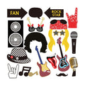 SUNBEAUTY 18 Pcs Rock and Roll Birthday Party Decorations Music Note Guitar Star Photo Booth Props Music Theme Party Supplies