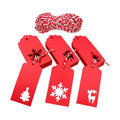 Christmas Holiday Tags,Christmas Gift Wrap Tags,Red Christmas Tree Snowflake Reindeer Tags,Red Paper Tags with Red and White String,150 Pcs